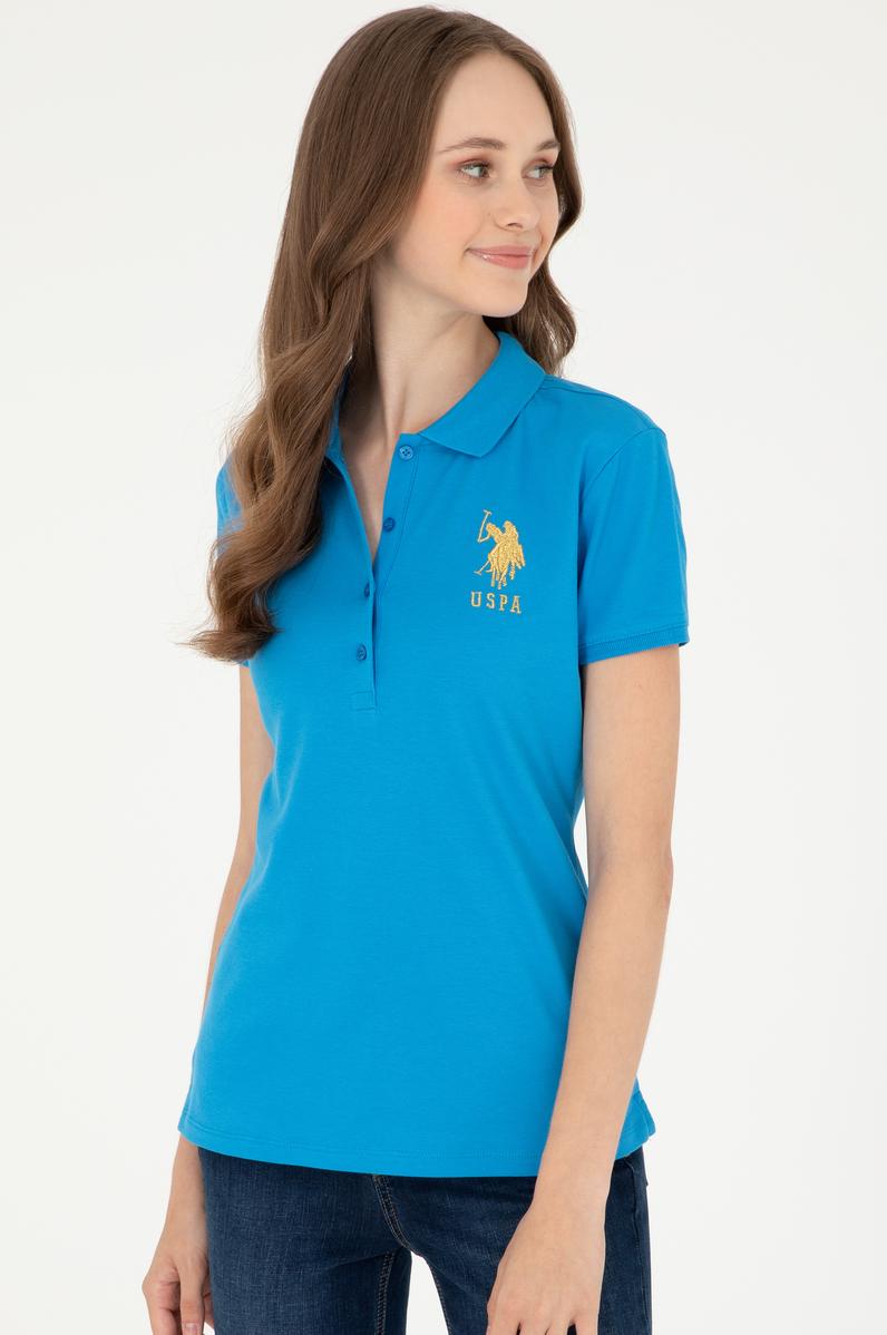 Kadın Saks Basic Polo Yaka Tişört