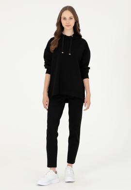 Kadın Siyah Kapüşonlu Sweatshirt - 50296940045