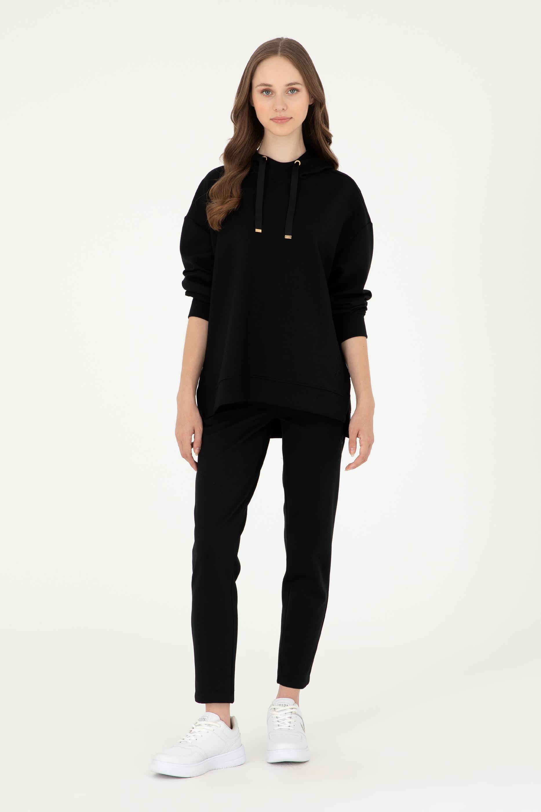 Kadın Siyah Kapüşonlu Sweatshirt
