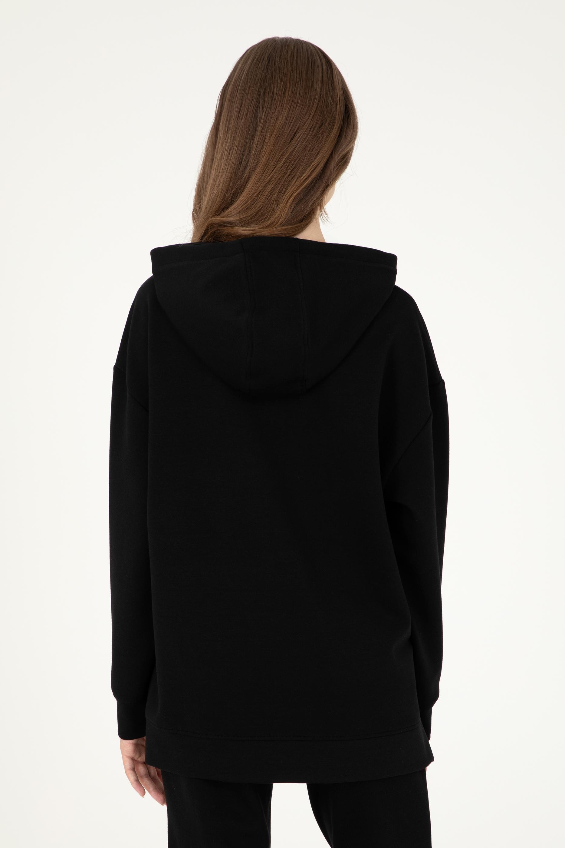 Kadın Siyah Kapüşonlu Sweatshirt