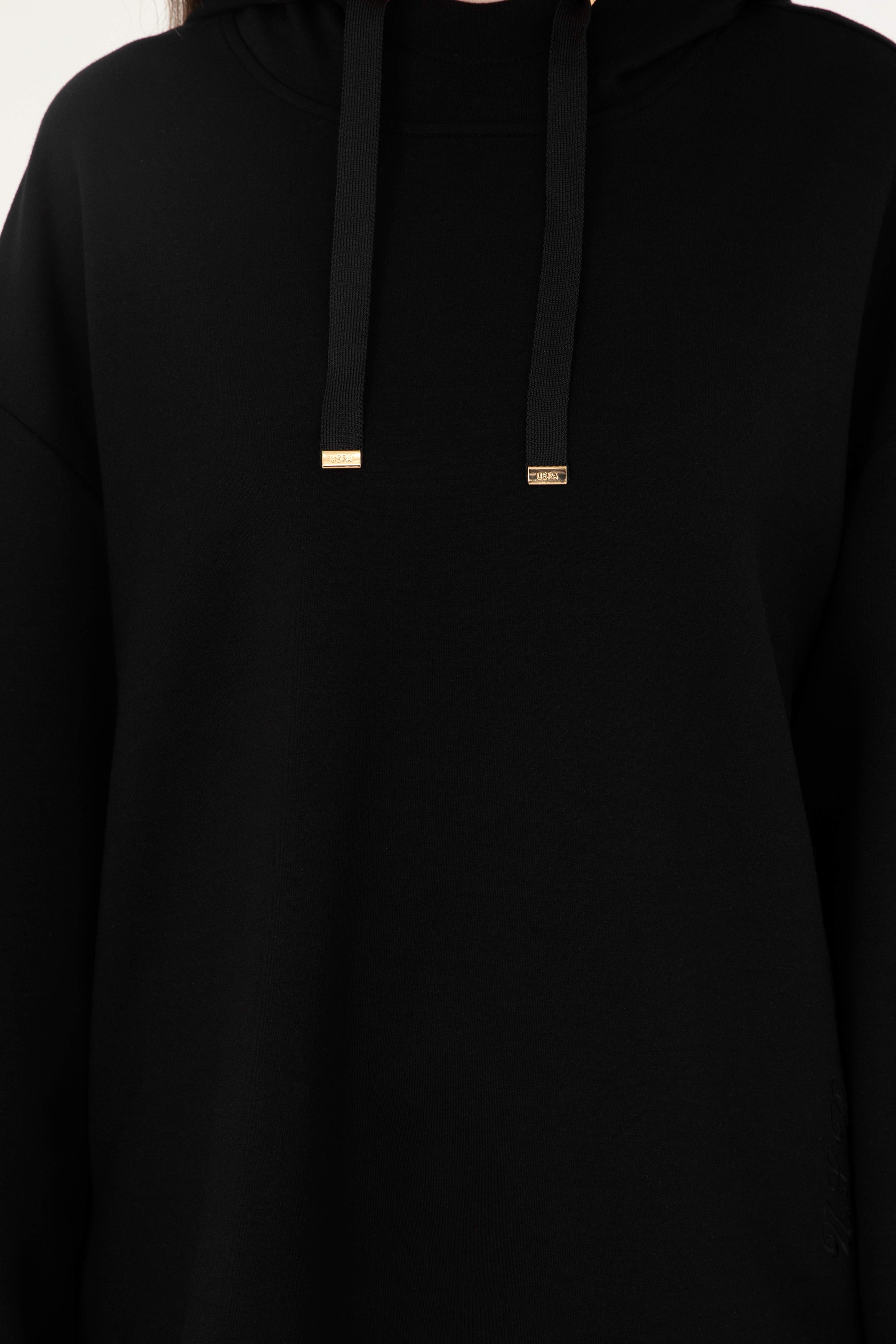Kadın Siyah Kapüşonlu Sweatshirt - Image 6