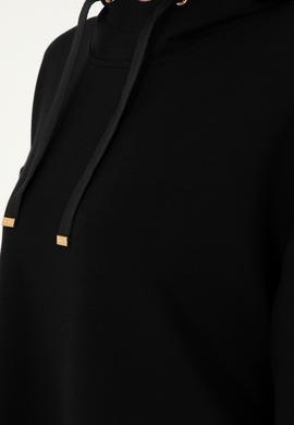 Kadın Siyah Kapüşonlu Sweatshirt - 50296940045