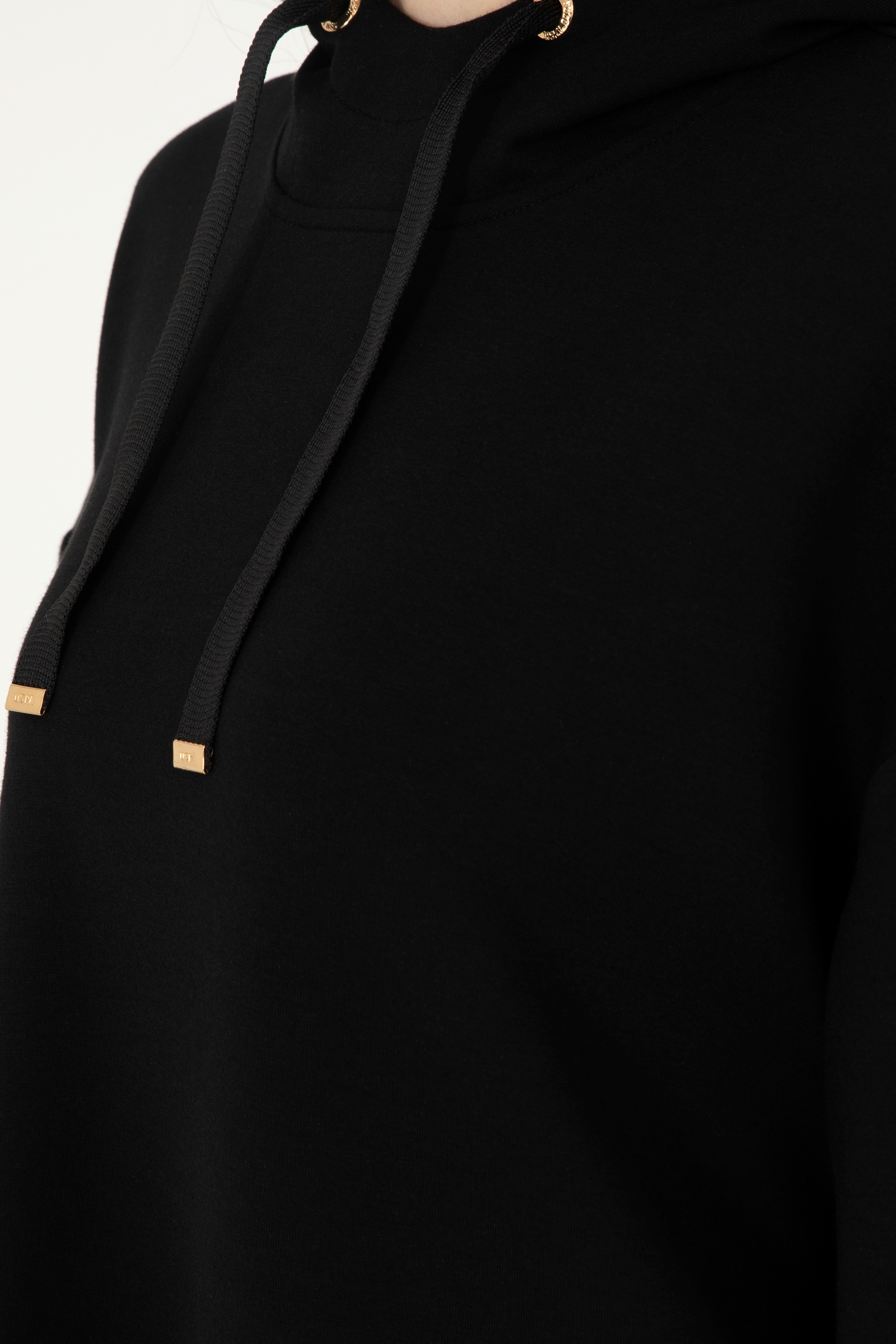 Kadın Siyah Kapüşonlu Sweatshirt - Image 7