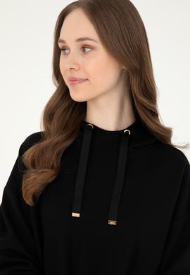 Kadın Siyah Kapüşonlu Sweatshirt - 50296940045