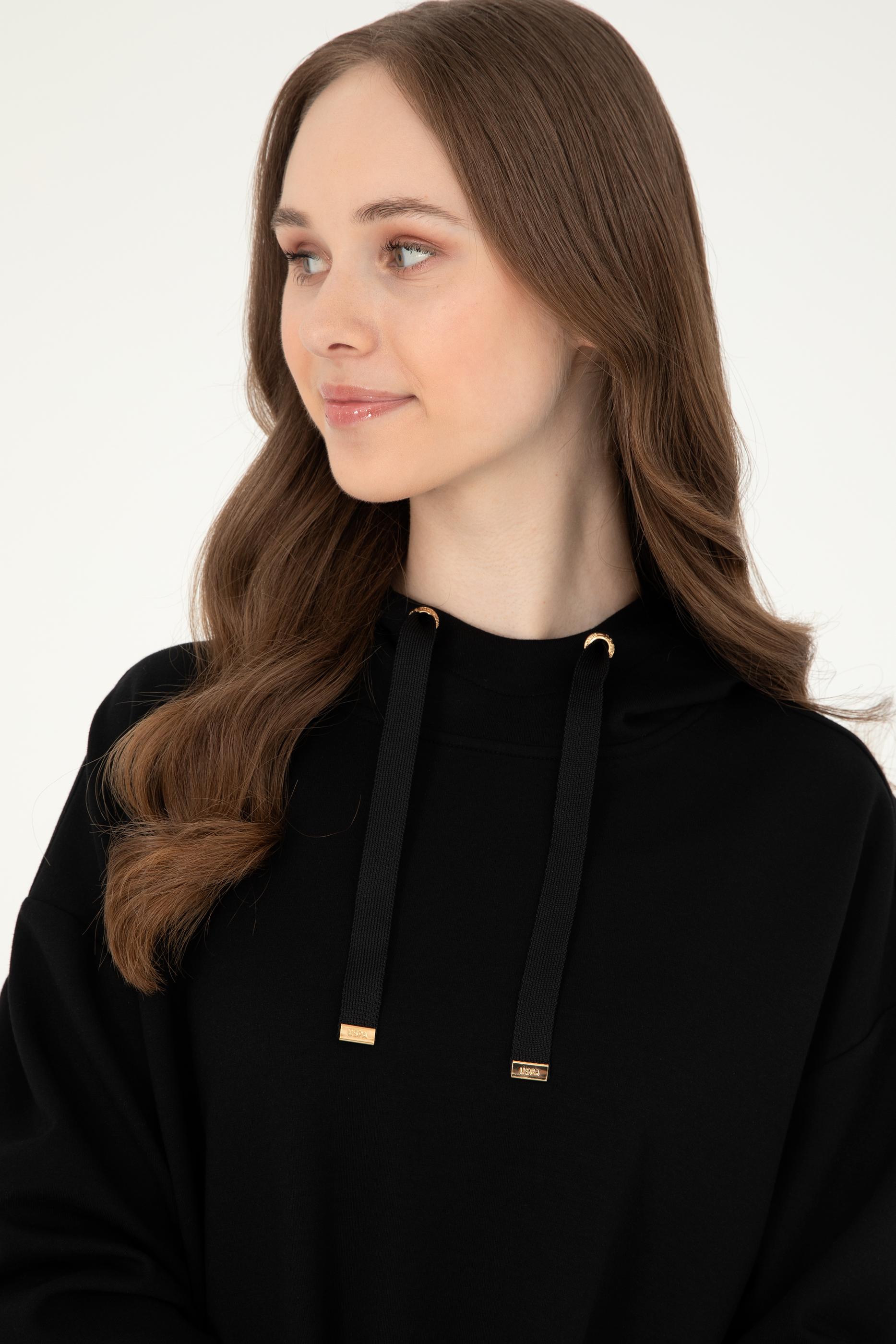 Kadın Siyah Kapüşonlu Sweatshirt