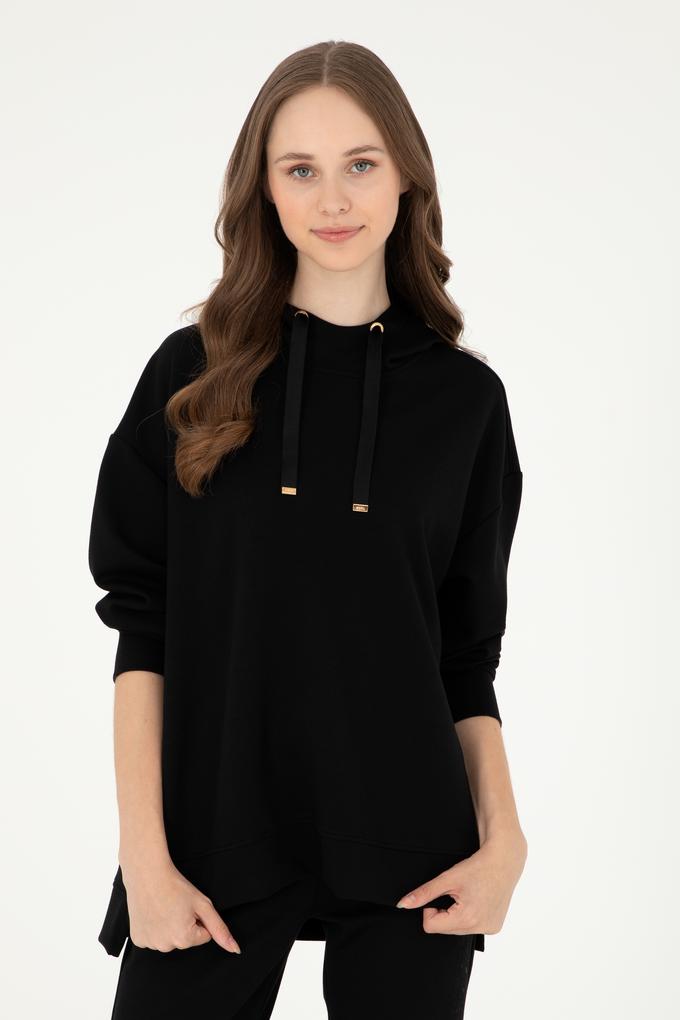 Kadın Siyah Kapüşonlu Sweatshirt