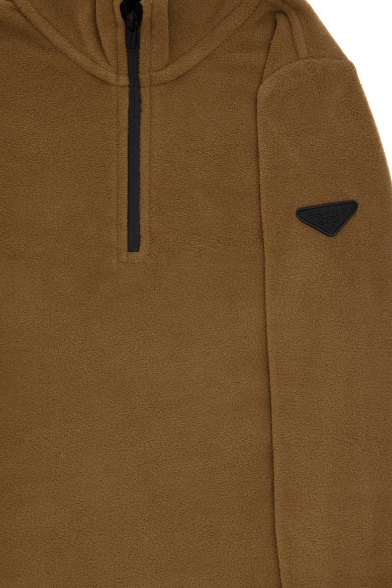 Erkek Çocuk Yarım Fermuarlı Haki Polar Sweatshirt - 50298060028