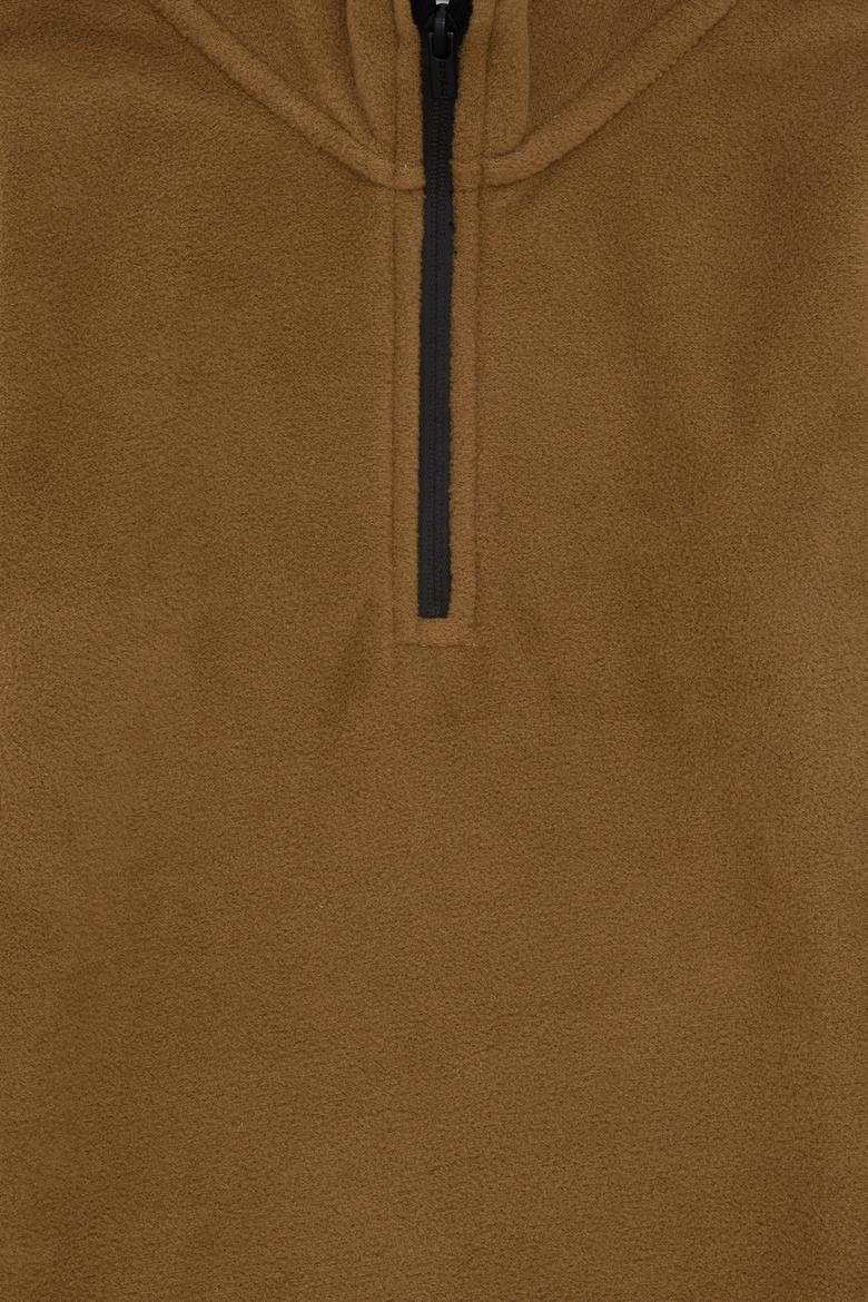 Erkek Çocuk Yarım Fermuarlı Haki Polar Sweatshirt - 50298060028