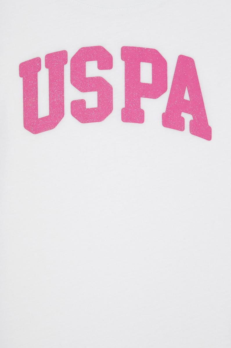 Kız Çocuk Beyaz Bisiklet Yaka Basic Tişört