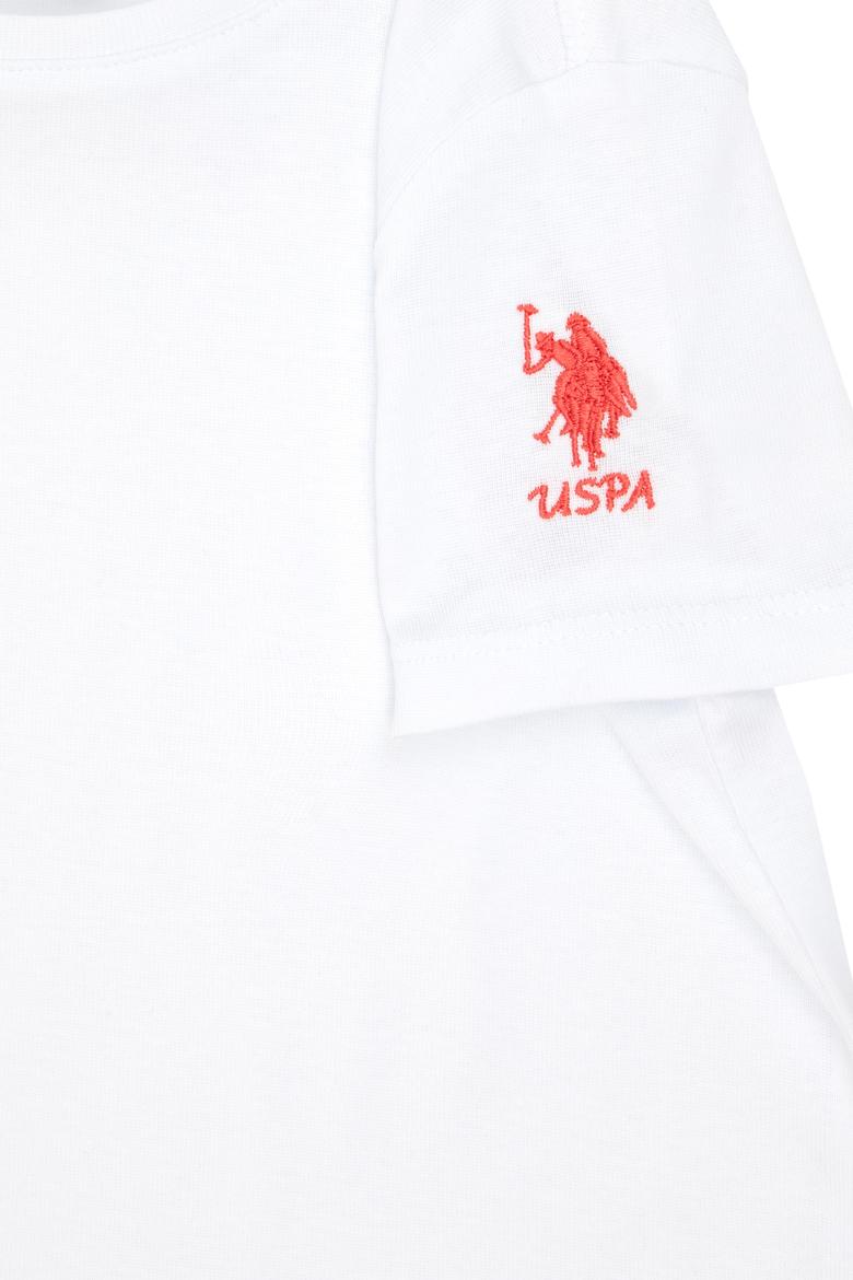 Kız Çocuk Beyaz Bisiklet Yaka Basic Tişört - 50294568006