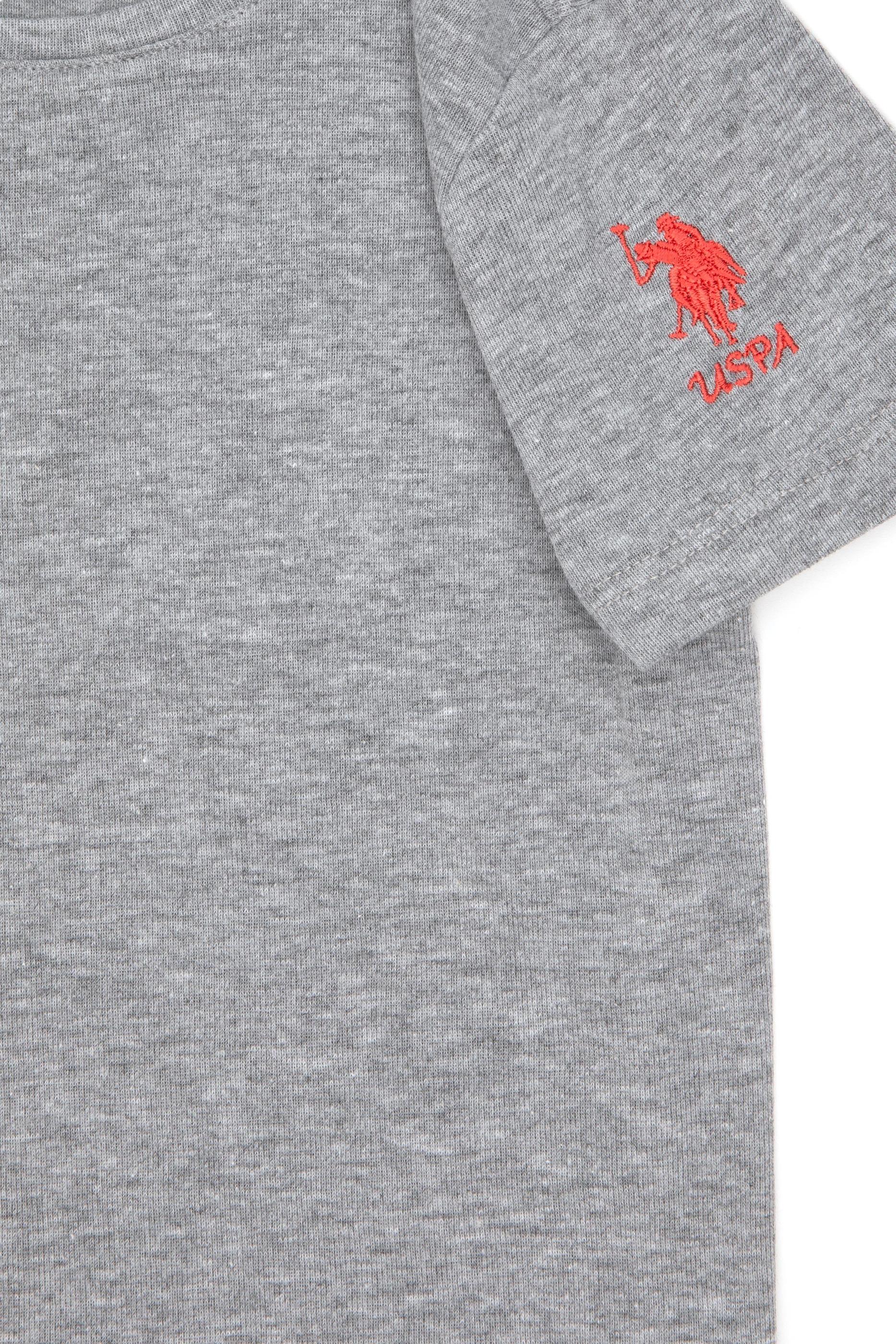 Kız Çocuk Gri Melanj Bisiklet Yaka Basic Tişört