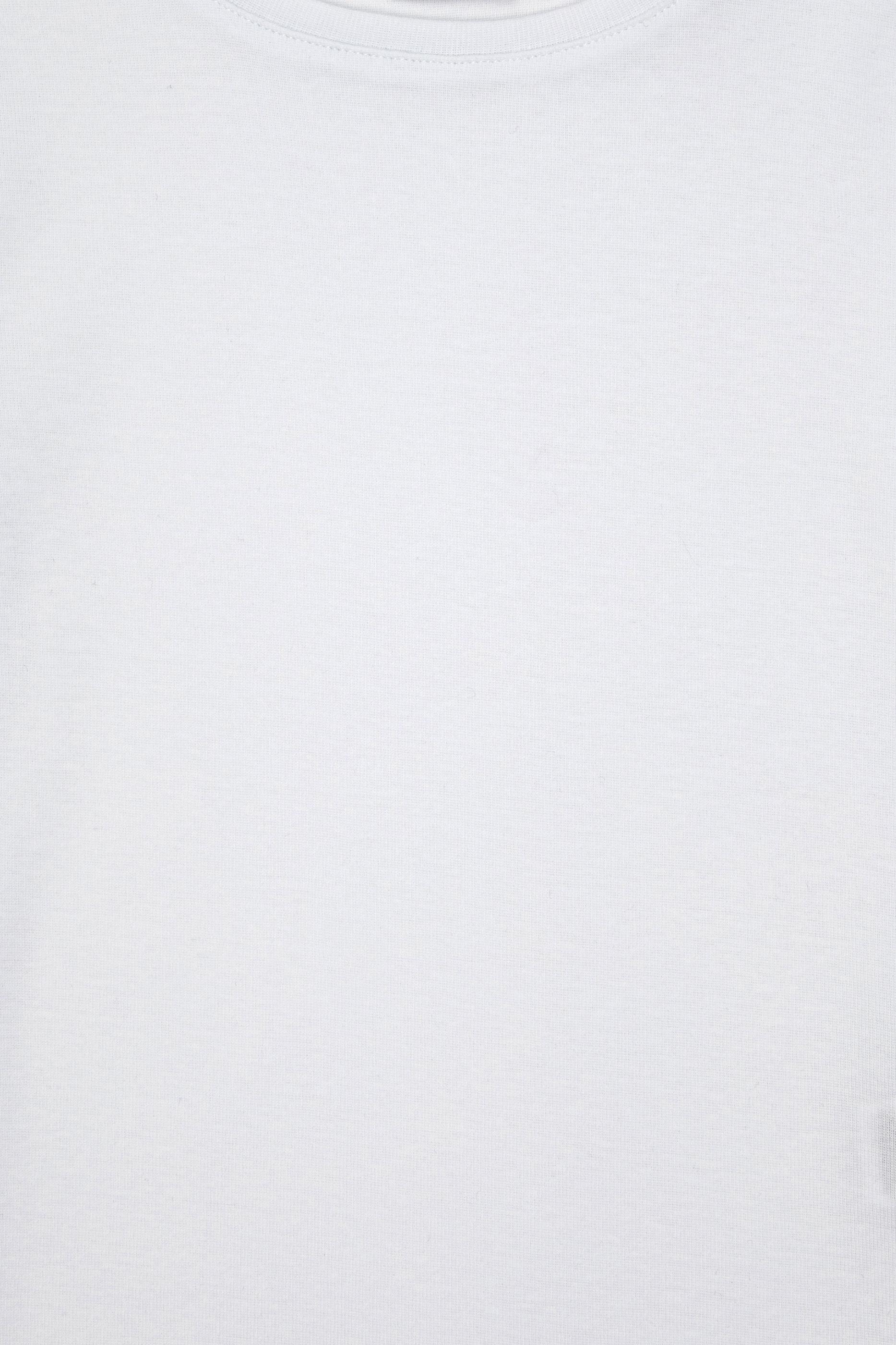 Kız Çocuk Beyaz Bisiklet Yaka Basic Tişört