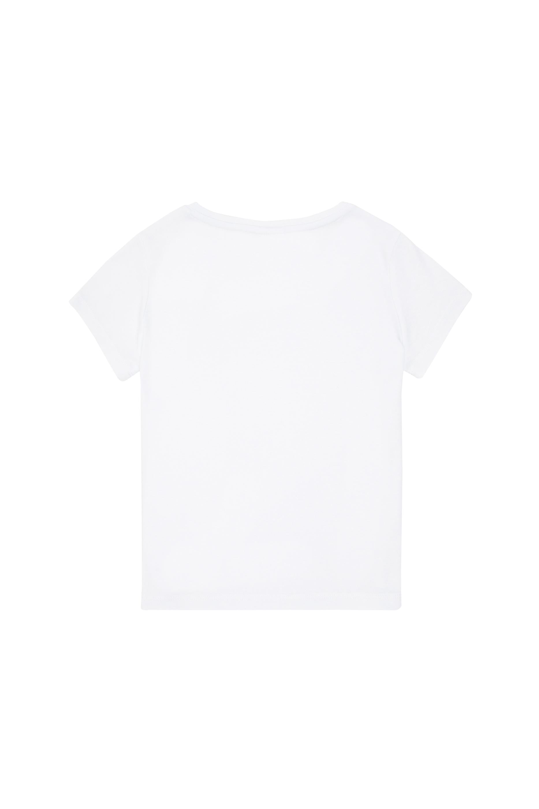 Kız Çocuk Beyaz Bisiklet Yaka Basic Tişört