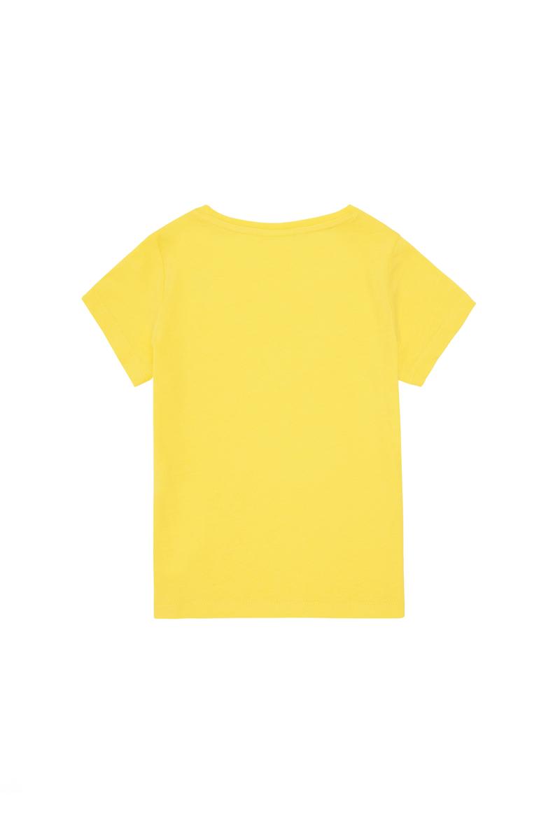 Kız Çocuk Sarı Bisiklet Yaka Basic Tişört - 50295661035