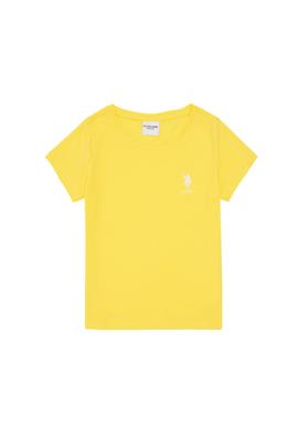 Kız Çocuk Sarı Bisiklet Yaka Basic Tişört - 50295661035