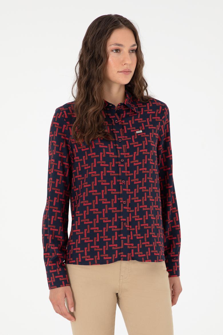 Kadın Vişne Uzun Kollu Gömlek