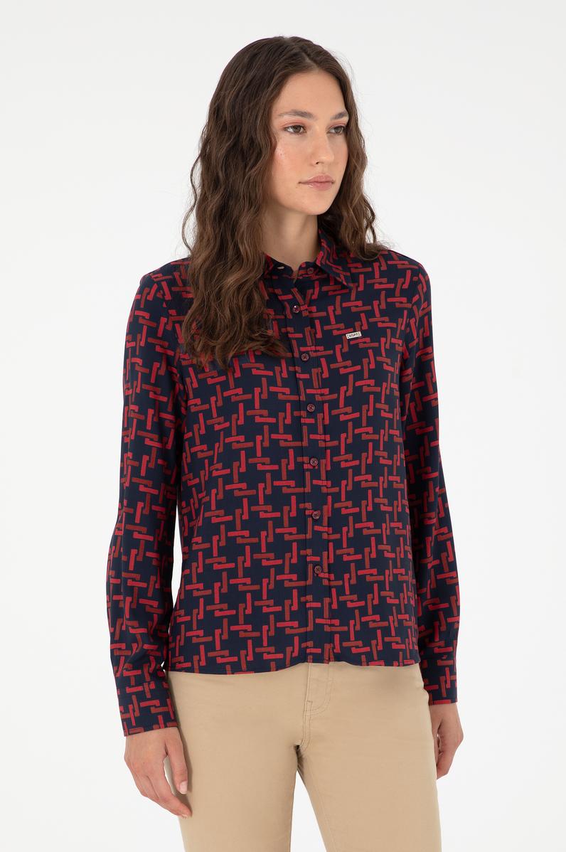 Kadın Vişne Uzun Kollu Gömlek