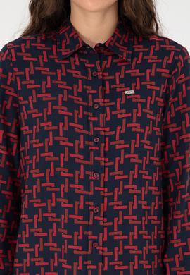 Kadın Vişne Uzun Kollu Gömlek - 50291100011