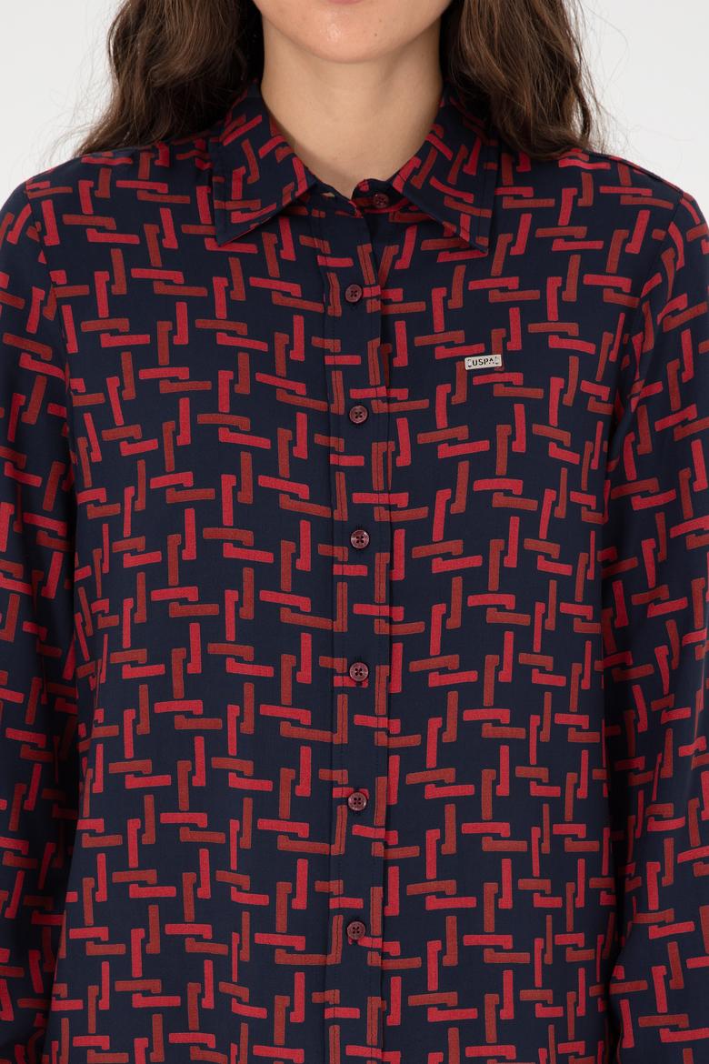 Kadın Vişne Uzun Kollu Gömlek - 50291100011