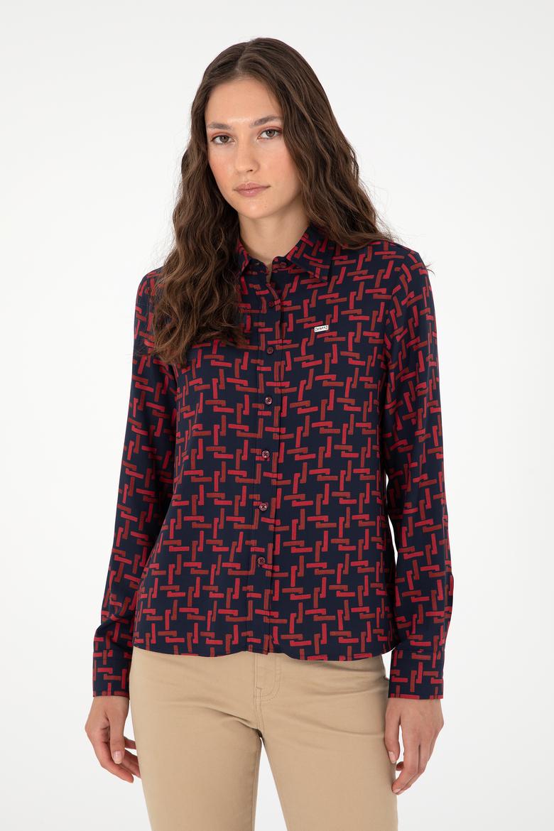 Kadın Vişne Uzun Kollu Gömlek - 50291100011