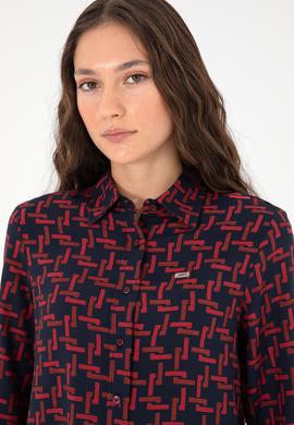 Kadın Vişne Uzun Kollu Gömlek - 50291100011