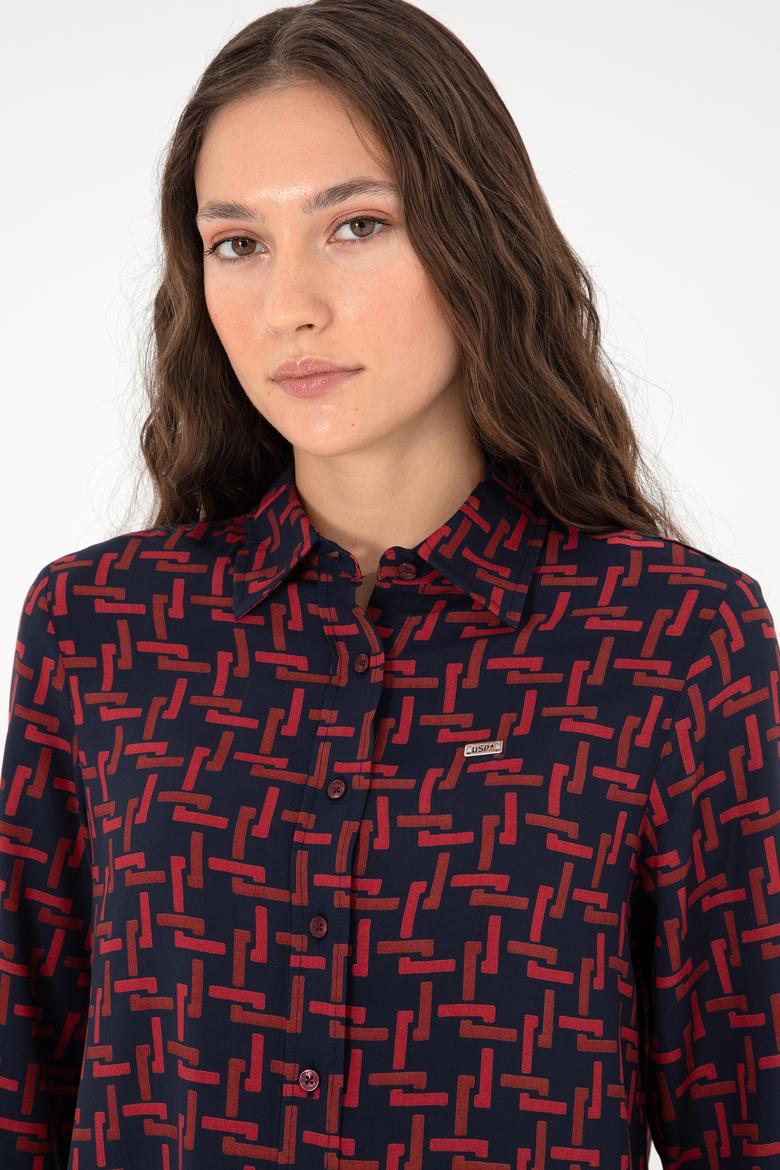 Kadın Vişne Uzun Kollu Gömlek - 50291100011