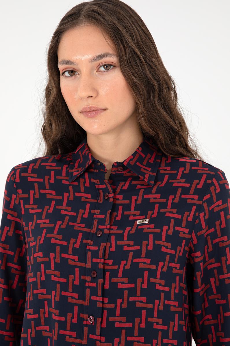 Kadın Vişne Uzun Kollu Gömlek