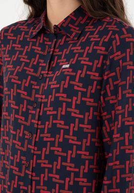 Kadın Vişne Uzun Kollu Gömlek - 50291100011