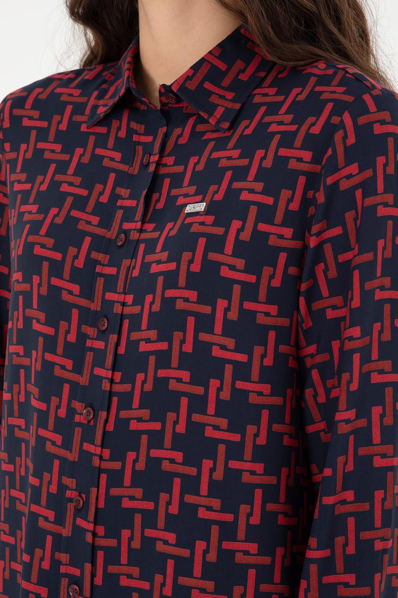 Kadın Vişne Uzun Kollu Gömlek - 50291100011