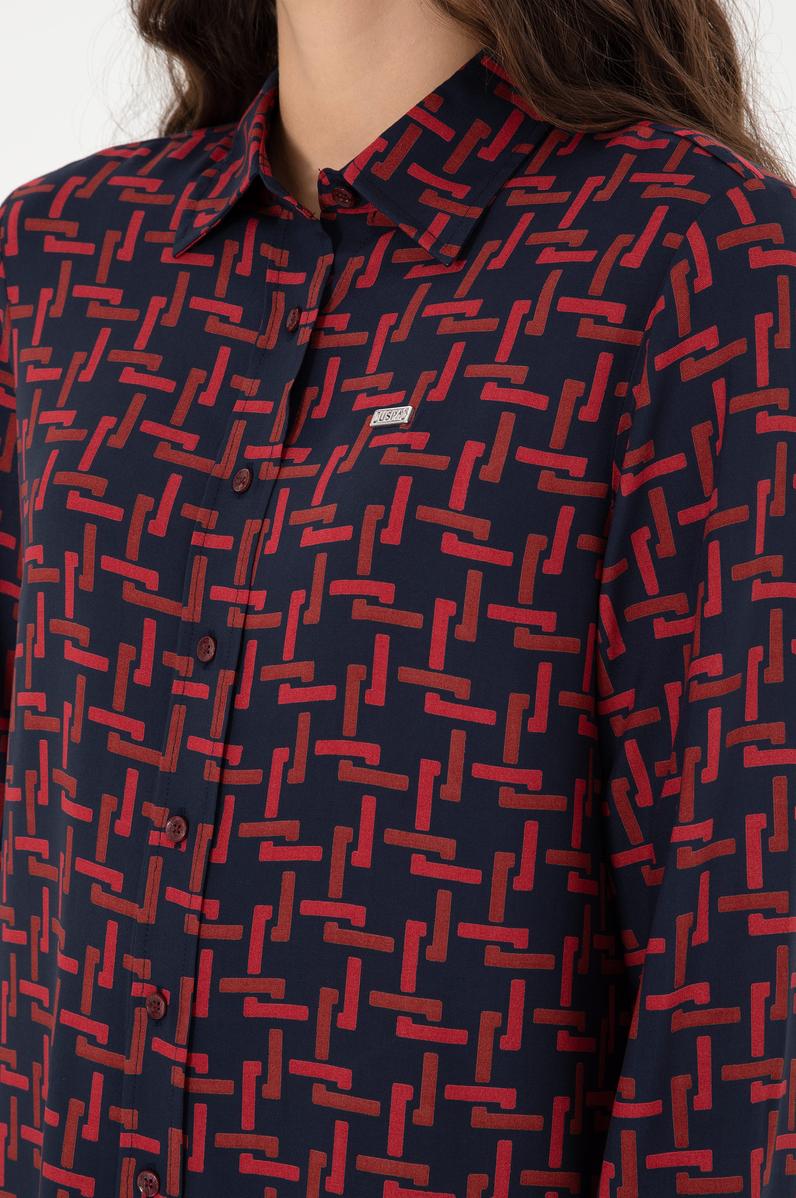 Kadın Vişne Uzun Kollu Gömlek