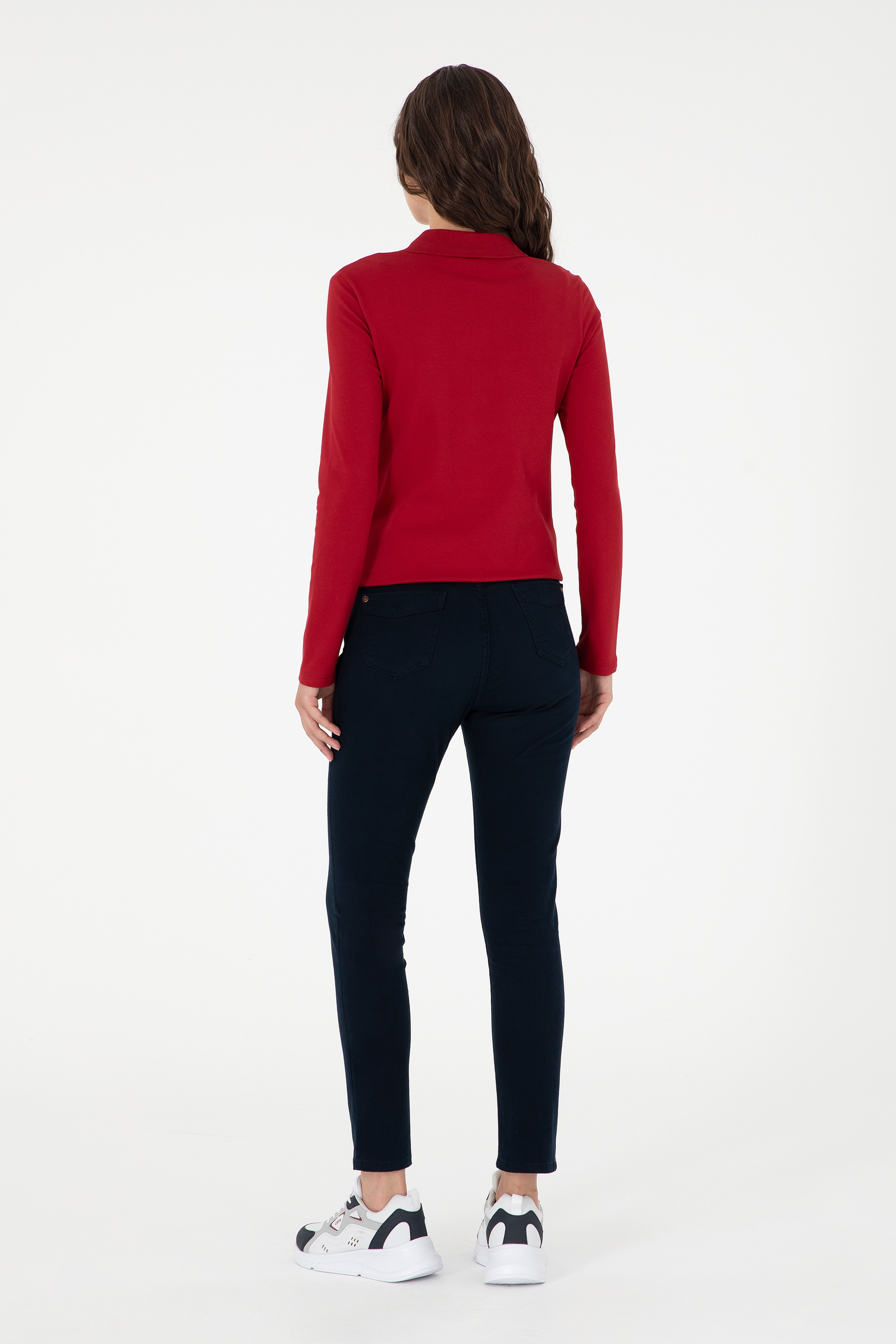 Kadın Lacivert Kanvas Pantolon - Image 4