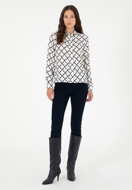 Kadın Lacivert Uzun Kollu Gömlek - 50291104027