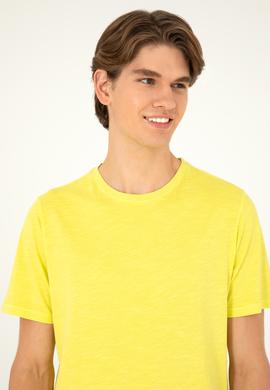 Erkek Regular Fit Bisiklet Yaka Fıstık Yeşili Basic Tişört - 50279578124