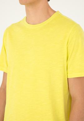 Erkek Regular Fit Bisiklet Yaka Fıstık Yeşili Basic Tişört - 50279578124