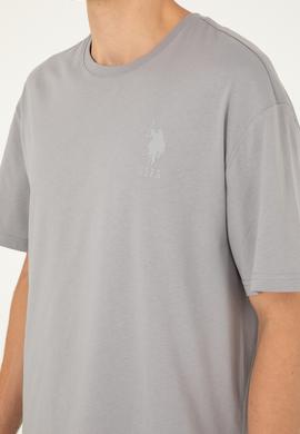 Erkek Comfort Fit Bisiklet Yaka Koyu Gri Tişört - 50281079049