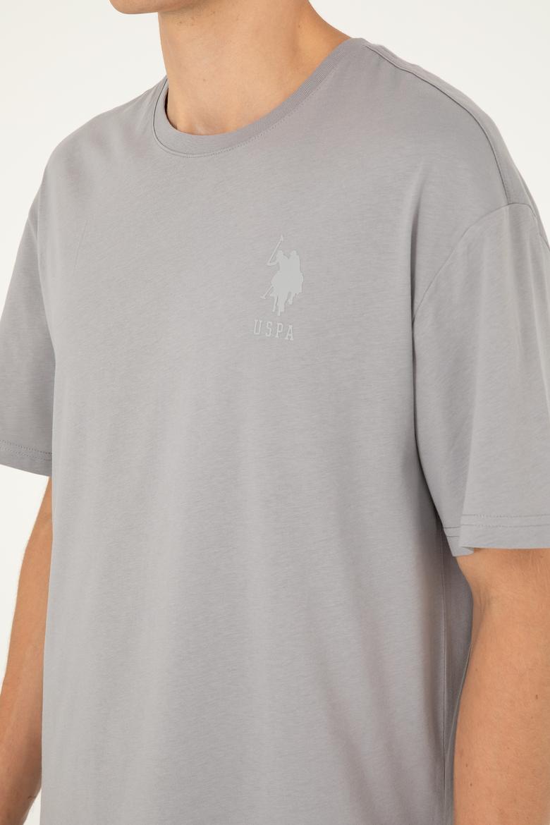 Erkek Comfort Fit Bisiklet Yaka Koyu Gri Tişört - 50281079049