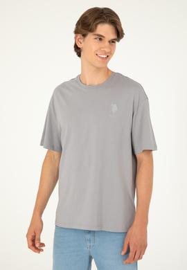 Erkek Comfort Fit Bisiklet Yaka Koyu Gri Tişört - 50281079049