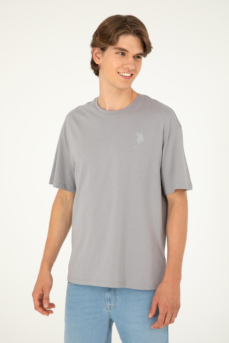 Erkek Comfort Fit Bisiklet Yaka Koyu Gri Tişört