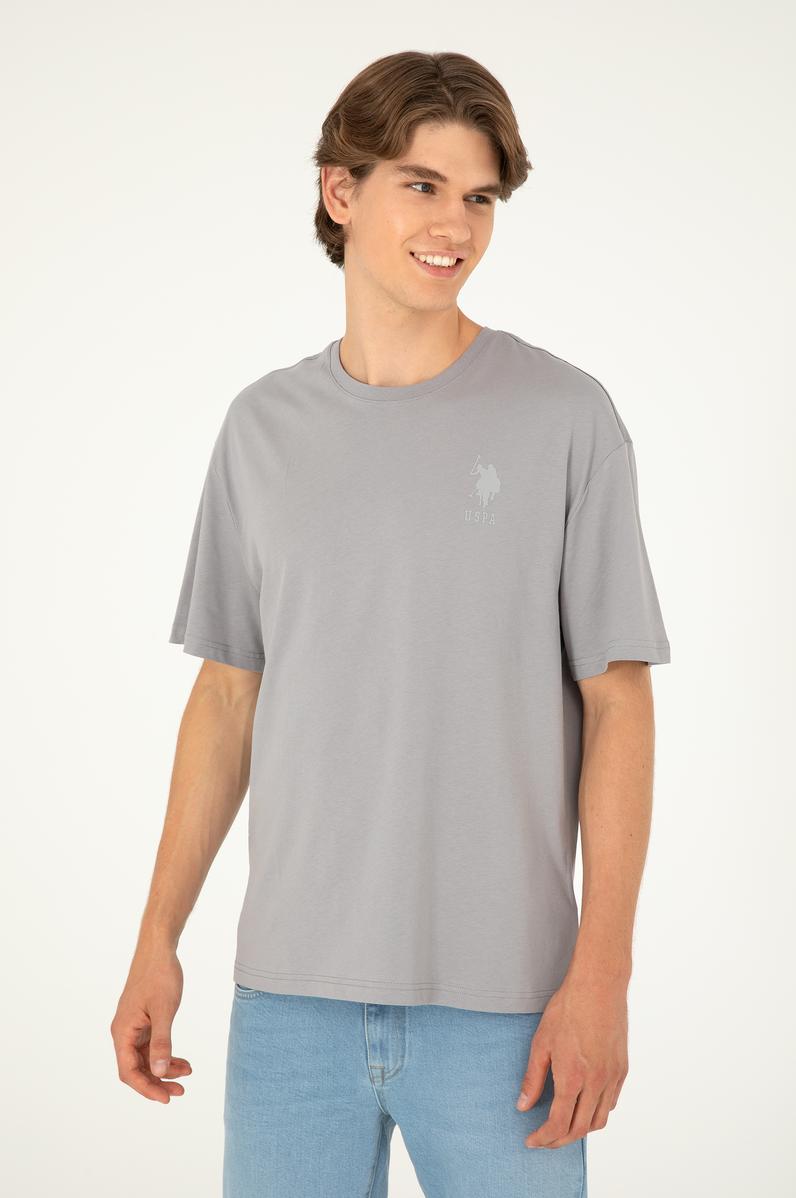 Erkek Comfort Fit Bisiklet Yaka Koyu Gri Tişört