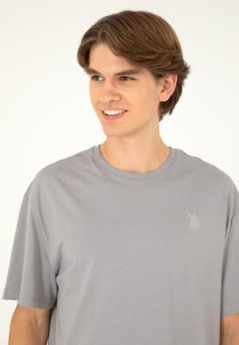 Erkek Comfort Fit Bisiklet Yaka Koyu Gri Tişört - 50281079049