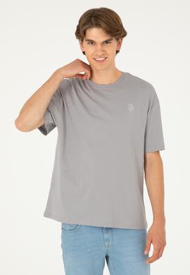 Erkek Comfort Fit Bisiklet Yaka Koyu Gri Tişört - 50281079049