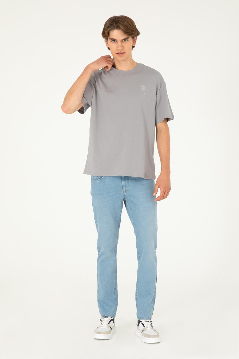 Erkek Comfort Fit Bisiklet Yaka Koyu Gri Tişört - 50281079049