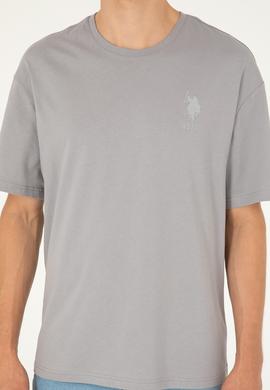 Erkek Comfort Fit Bisiklet Yaka Koyu Gri Tişört - 50281079049