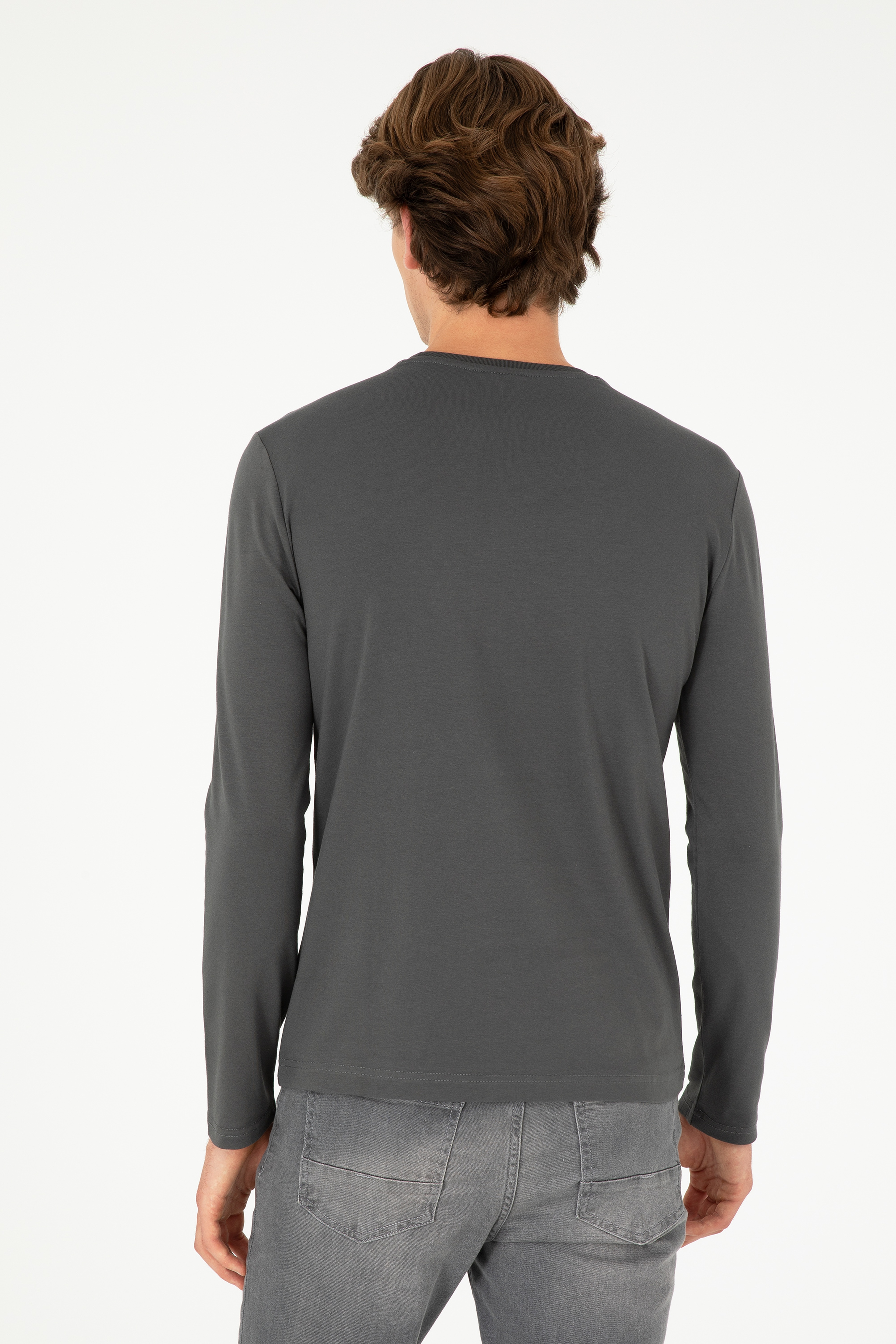 Erkek Antrasit Basic Sweatshirt - Image 5
