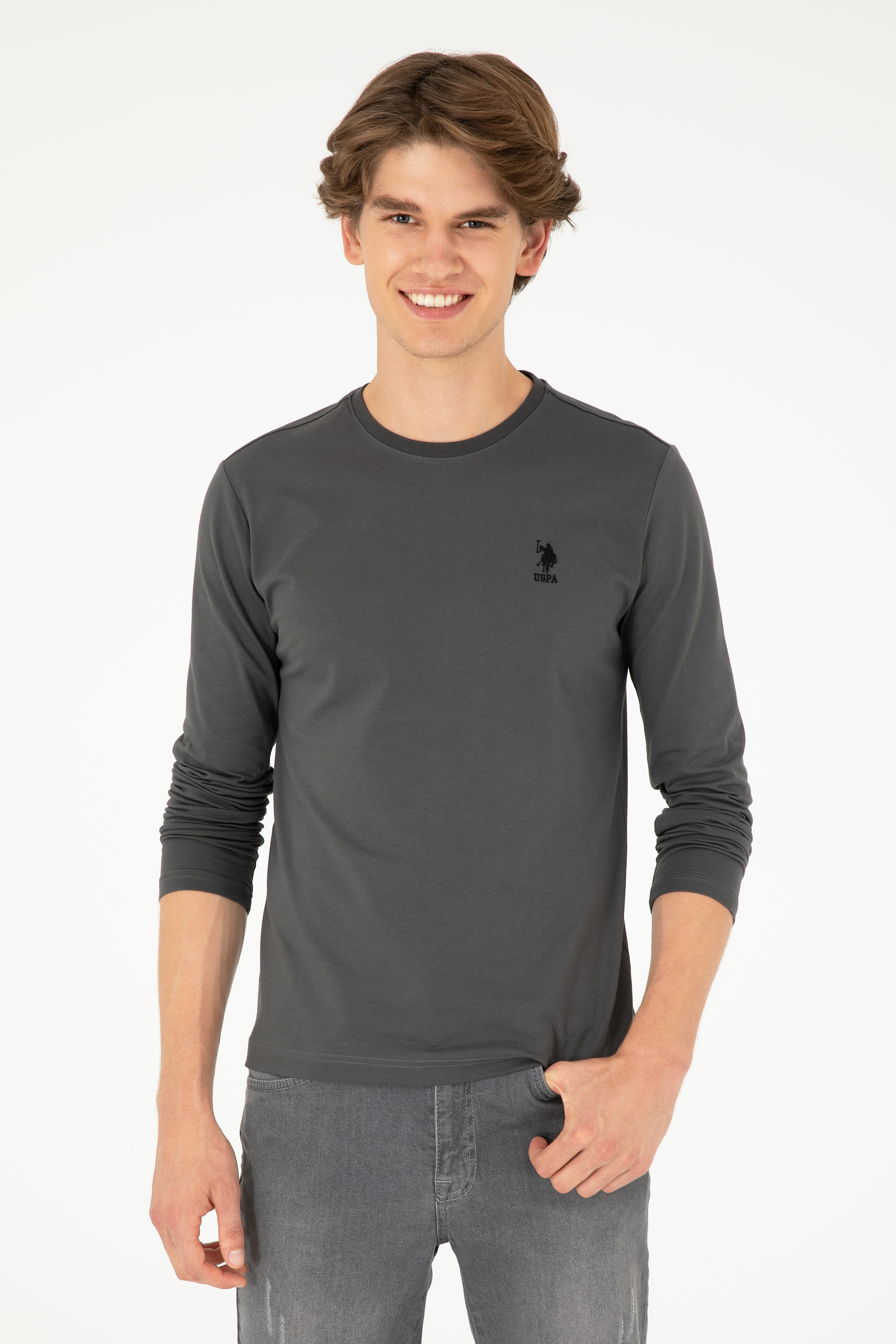 Erkek Antrasit Basic Sweatshirt - Image 1
