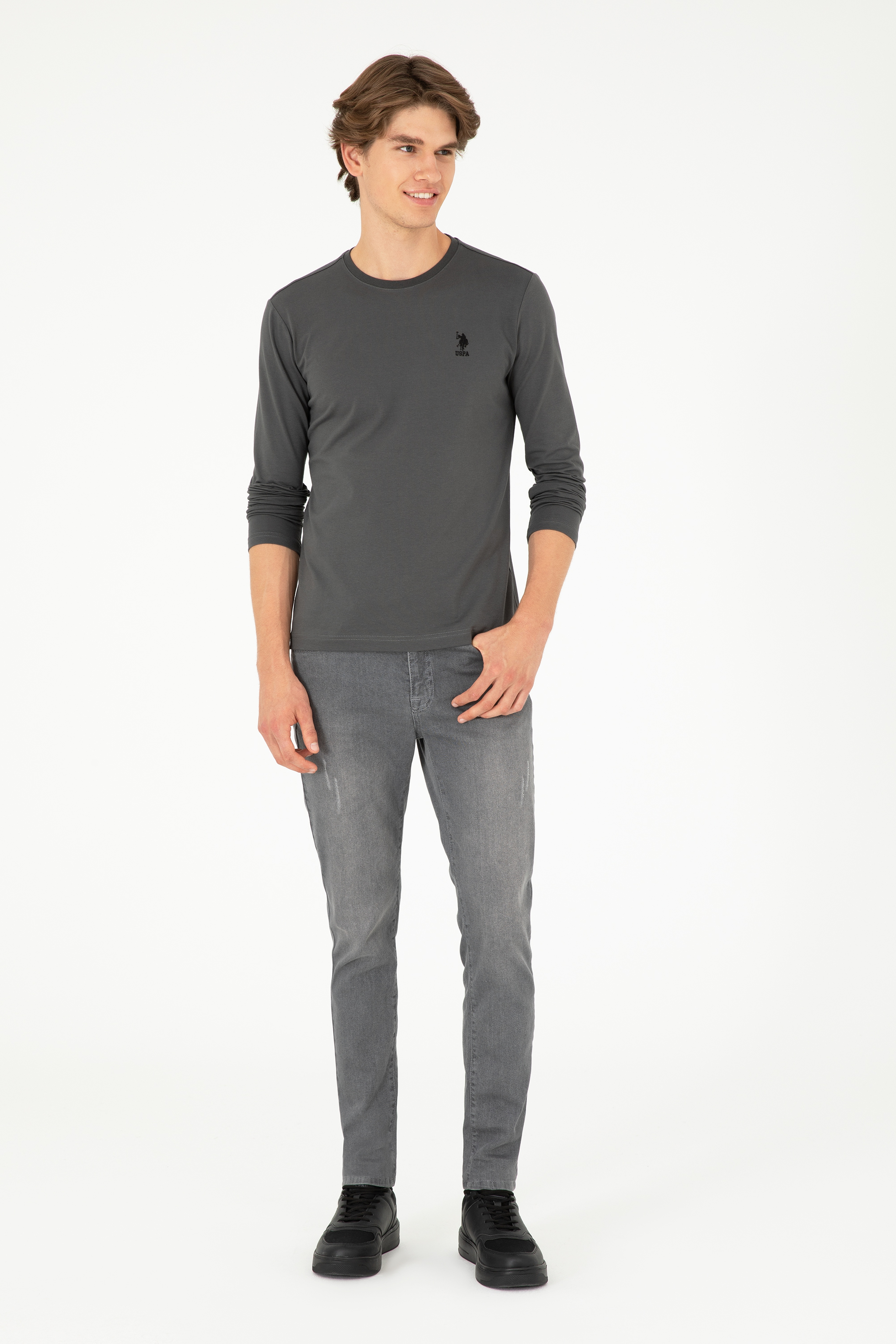 Erkek Antrasit Basic Sweatshirt