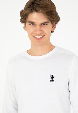 Erkek Slim Fit Bisiklet Yaka Beyaz Basic Kazak - 50288888018