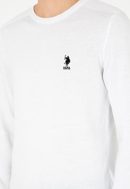 Erkek Slim Fit Bisiklet Yaka Beyaz Basic Kazak - 50288888018