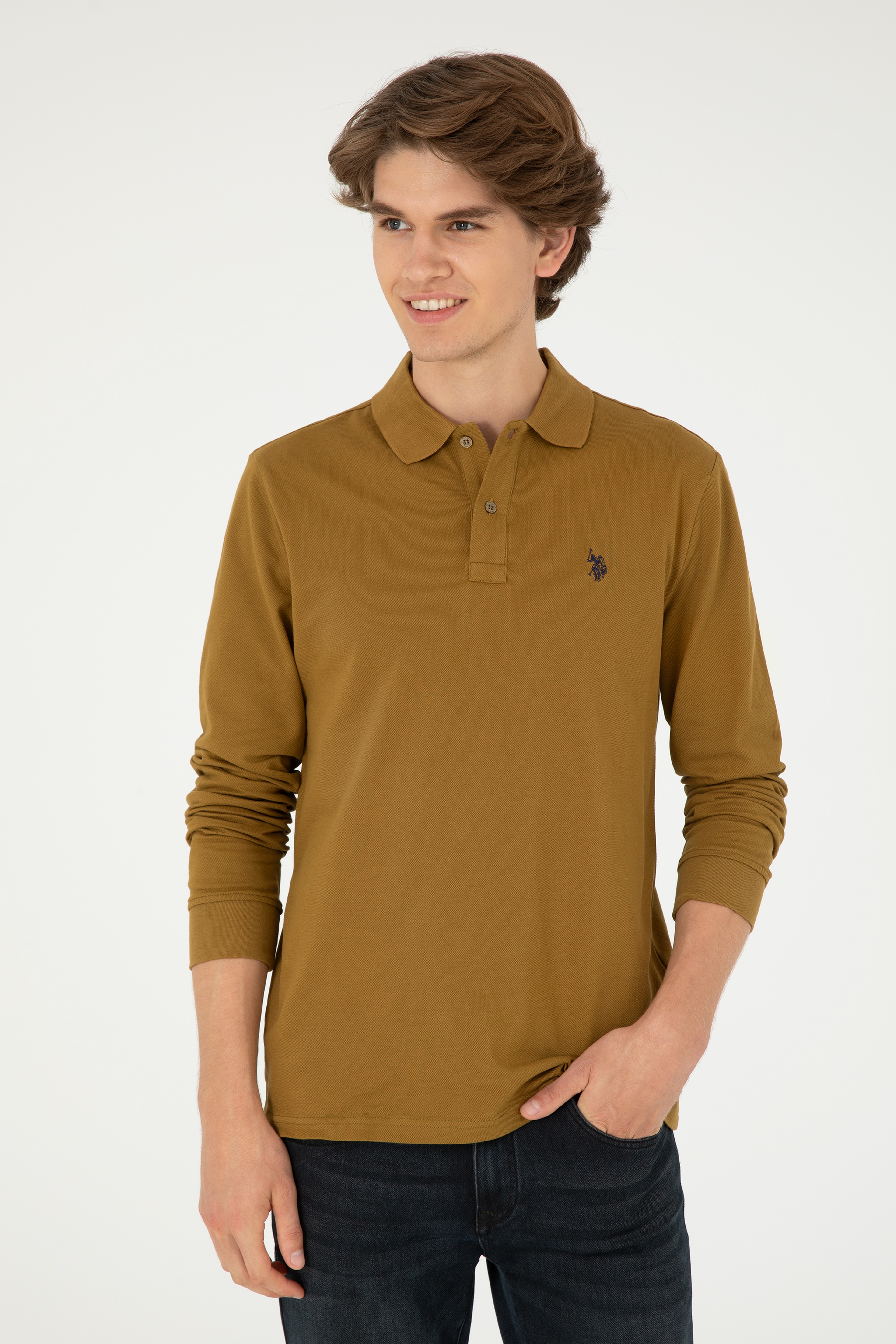 Erkek Açık Haki Basic Sweatshirt - Image 3