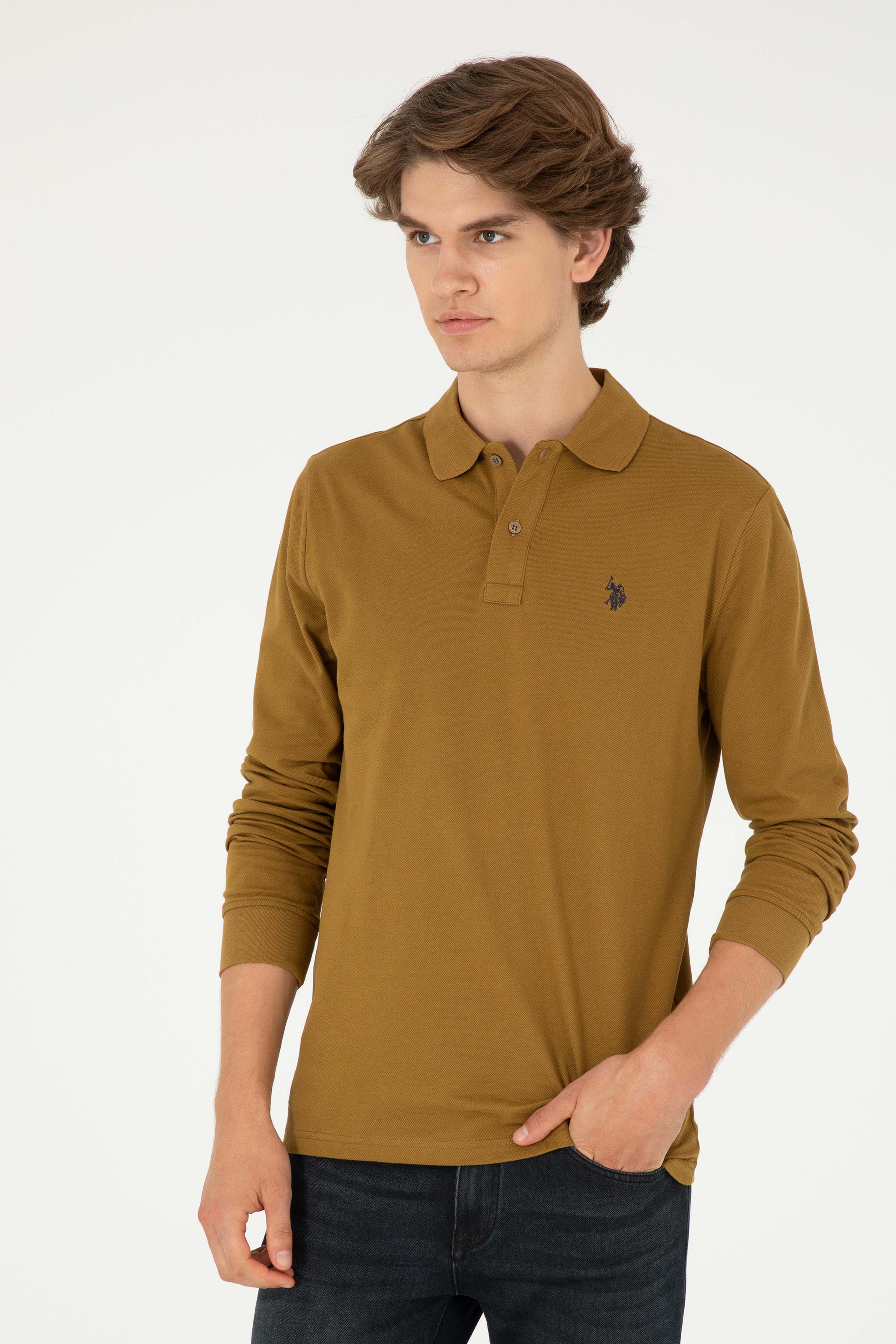 Erkek Açık Haki Basic Sweatshirt - Image 1